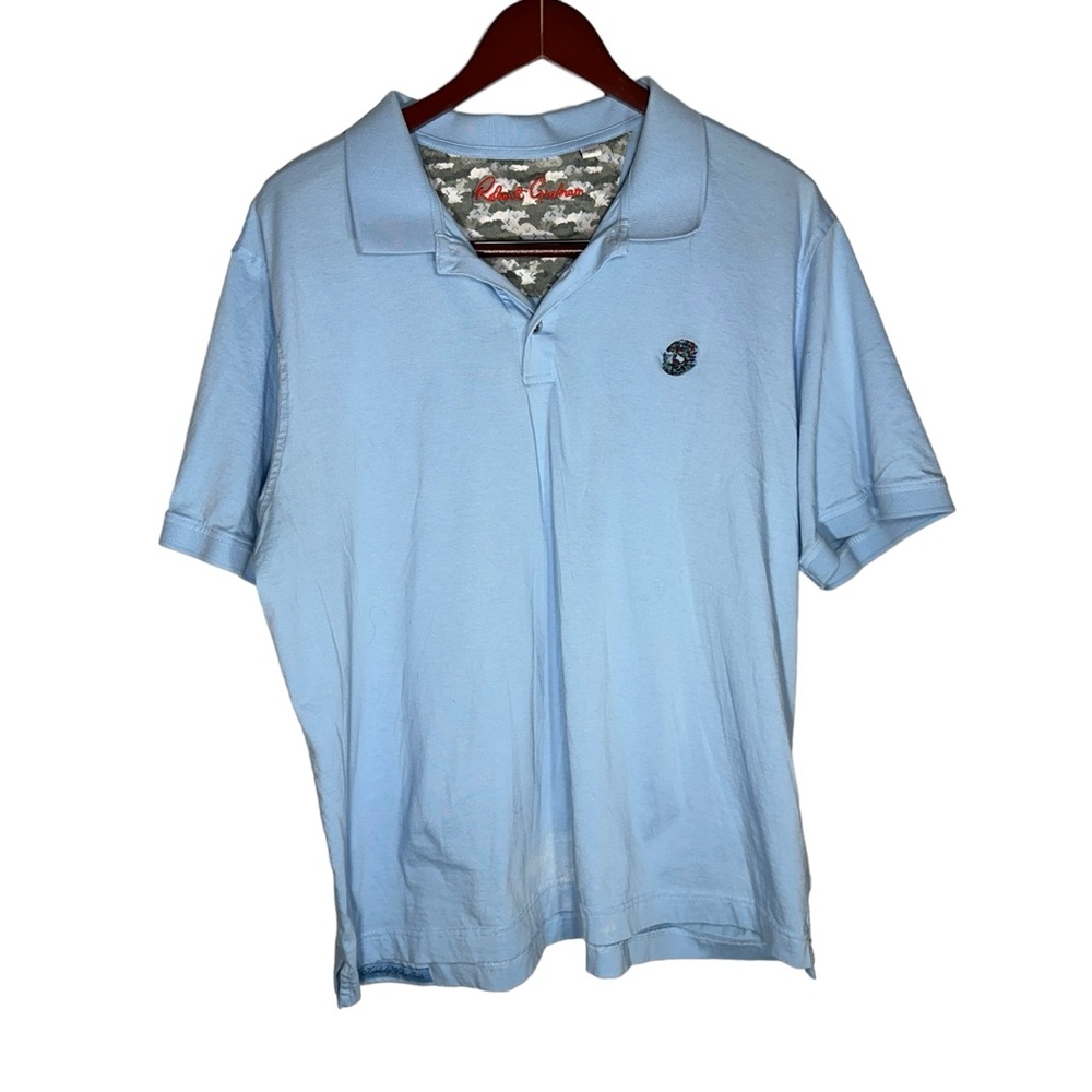 Robert Graham Stone Trail Polo‎ Shirt Light Blue XXL